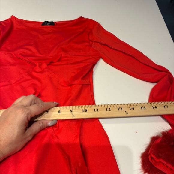 NWT OW Collection Red Long Sleeve Exposed Seam Mini Dress Sz Small MSRP $220 - Picture 11 of 13